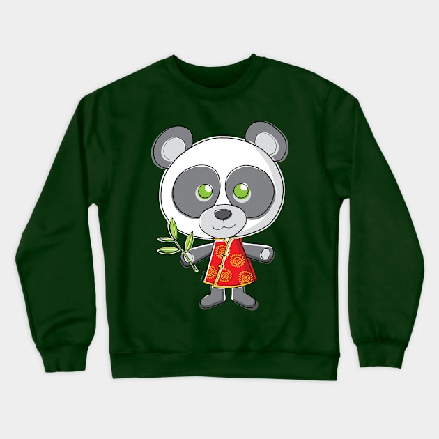 Cute Cartoon Panda Crewneck Sweatshirt by vaughanduck